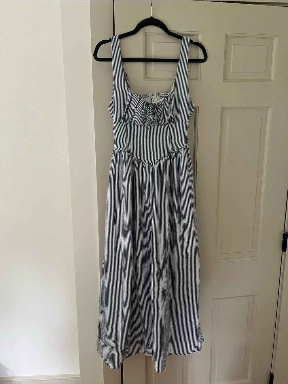 Workshop Republic Clothing Blue-and-White Corset Striped Midi Dress - Picture 3 of 7